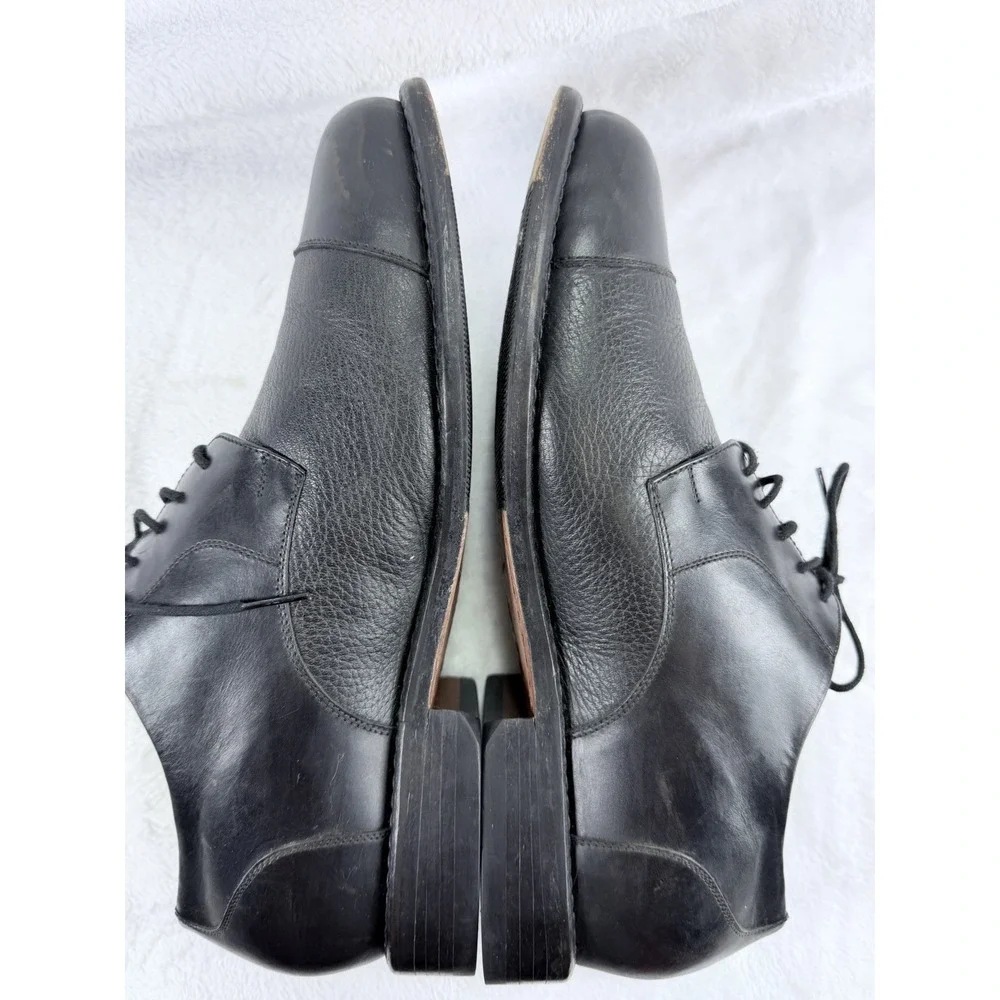 VTG Tauer & Johnson Men's 9 2E Black Leather Cap Toe Oxford Dress Shoes 1990 Mex